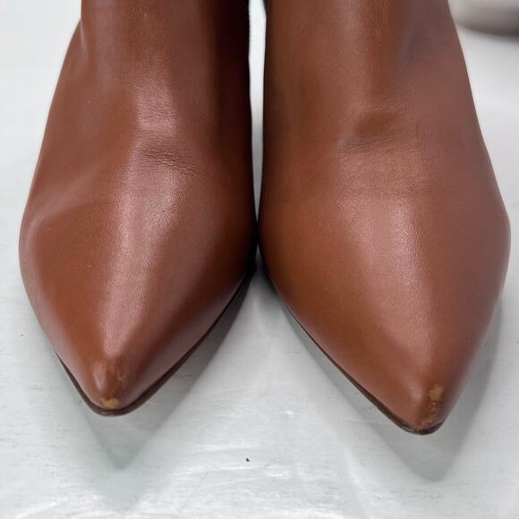 L'agence Jeanne II Leather Pointed Toe Bootie Luggage Brown Women's 7.5/EU 37.5 - Picture 8 of 11